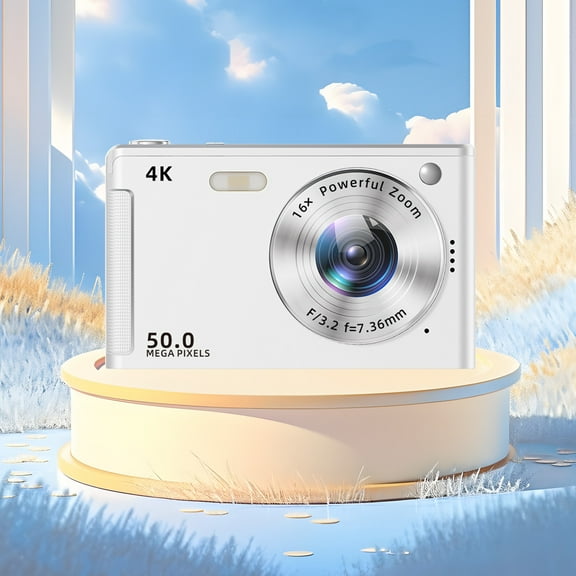 Ckraxd 50MP CCD Digital Camera 4K HD Video Recorder 2.8'' Screen 16X Auto Focus Macro Photography Compact Camera for Travel and Gifts