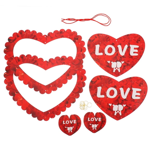 Raindrops Red Heart Paper Wall Decor for Valentine's Day Indoor and Outdoor Use 2Sets