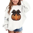 thumbnail image 4 of Tween Kids Pumpkin Bow Print Graphic Sweatshirts Girls Long Sleeve Crewneck Pullover Tops Youth Fall Harvest Outfits Slouchy Drop Shoulder Sweaters Casual Wear, Size 11-12, 4 of 5