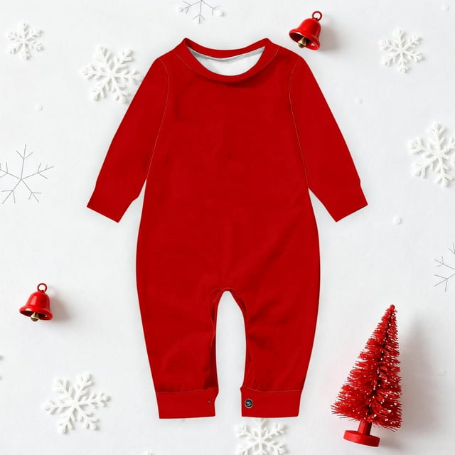Pijamas familiares a juego de moda navideña de color liso, estilo europeo, para padres e hijos, monos de poliéster para bebés.