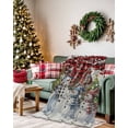 thumbnail image 2 of Christmas Red Flannel Blanket for Bed,Travel and Camping, Plaid Snowman Chalet Pine Branch Winter Snowflake Super Soft Cozy Blanket for All Seasons 50"x60", 2 of 6