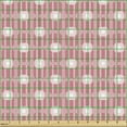 thumbnail image 2 of Geometric Fabric by the Yard Upholstery, Retro Pinkish Representation of Geometrical Little Squares Stripes, Decorative Fabric for DIY and Home Accents, Pastel Pink Rose White by Ambesonne, 2 of 5