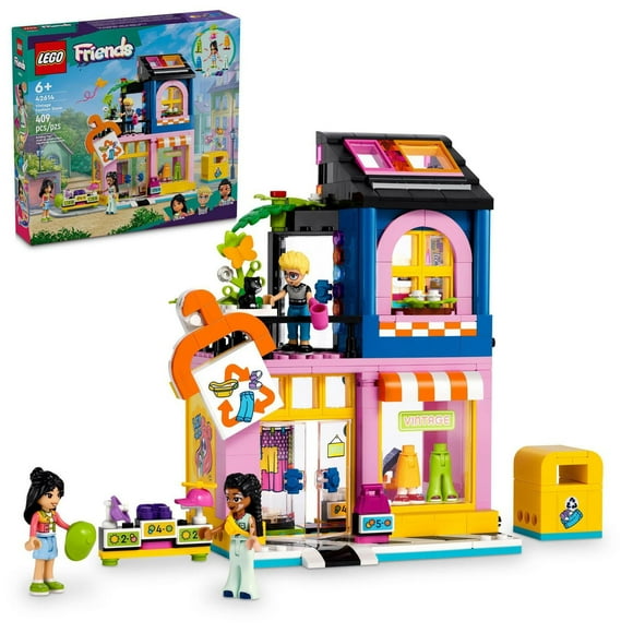 LEGO Friends Vintage Fashion Store, Social-Emotional Toy, Buildable Model, Role-Play Gift Idea for Kids Aged 6 Years Old and Up, Mini-Doll Characters and Cat Figure, Play Together Toy, 42614, Includes 409 Pieces, Ages 6+