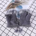 thumbnail image 3 of Guantes de medio dedo de piel de conejo, moda para mujer, otoño e invierno, guantes de medio dedo para estudiantes, para escribir en la computadora, 3 of 6