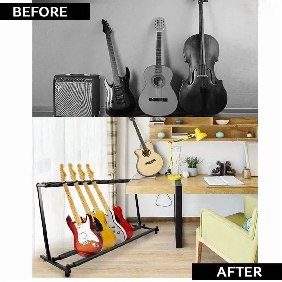 Guitar Rack 9 Slot Multi Guitar Stand Nine Display Floor Stand Safe Storage Foldable Portable for Electric Acoustic Flying V Guitars