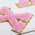 thumbnail image 5 of 3 Pack Chenille Iron On Glitter Varsity Letter "X" Patches - Pink Chenille Fabric With Gold Glitter Trim - Sew or Iron on - 8 cm Tall, 5 of 8