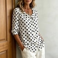 thumbnail image 6 of Womens Summer Tops Business Polka Dots Button Down Lapel Long Sleeve Satin Fashion Shirts for Women White L, 6 of 6