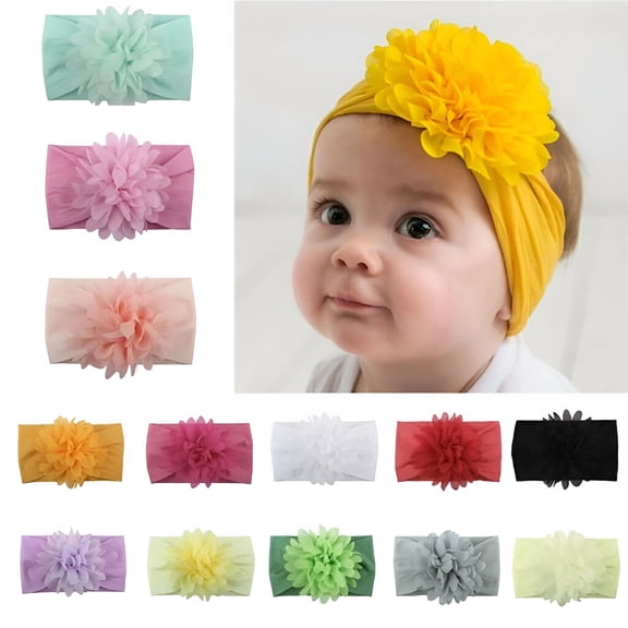 OQRKI Kids Girl Baby Headband Infant Newborn Flower Bow Hair Band Accessories