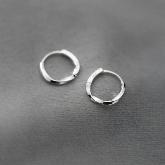 EOEMY 925 Sterling Silver Twisted Sleeper 14mm Hoop Earrings Twist Hoops