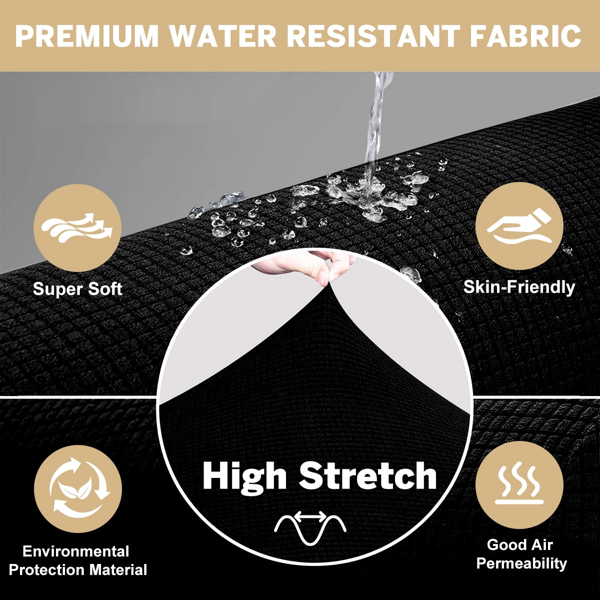 Sanmadrola 100% Waterproof Sofa Cover Non Slip Couch Cover Stretch Slipcover Leakproof Couch Protector for Kids Dogs Cats Pets, Black, Sofa