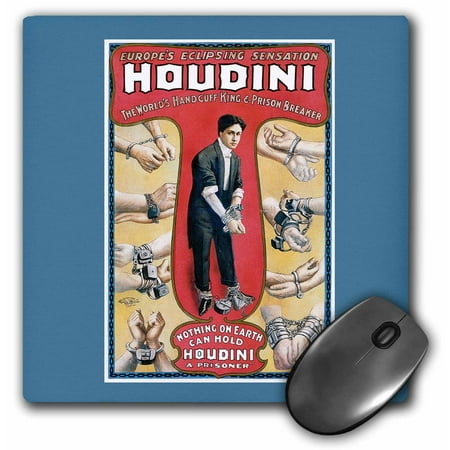 3dRose Vintage Houdini Escape Artist Nothing Can Hold Houdini Advertising Poster, Mouse Pad, 8 by 8 (Best Way To Hold A Mouse)