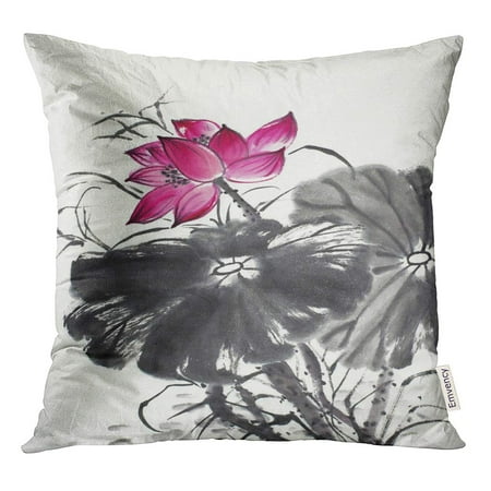Batik Outdoor Pillows STOAG Pink Aquatic Bright Lotus Flower in Batik Bloom Throw Pillowcase Cushion Case Cover 16x16 inch ()