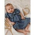 thumbnail image 6 of BemeyourBBs Toddler Baby Girl Denim Dress Puff Short Sleeve Front Bow Summer Princess Dress Cute Ruffle Square Neck A-line Party Jean Dress Clothes, 6 of 9