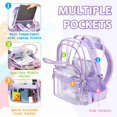 thumbnail image 4 of Soda Candy Large Clear Backpack Heavy Duty Triple Compartments Waterproof PVC Transparent Backpacks See Through Clear Bookbags for Teen Women Men for Stadium Events College Work Festival, Purple, 4 of 9