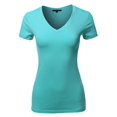 thumbnail image 1 of FashionOutfit Women's Basic Cotton V-Neck Short Sleeve Top, 1 of 1