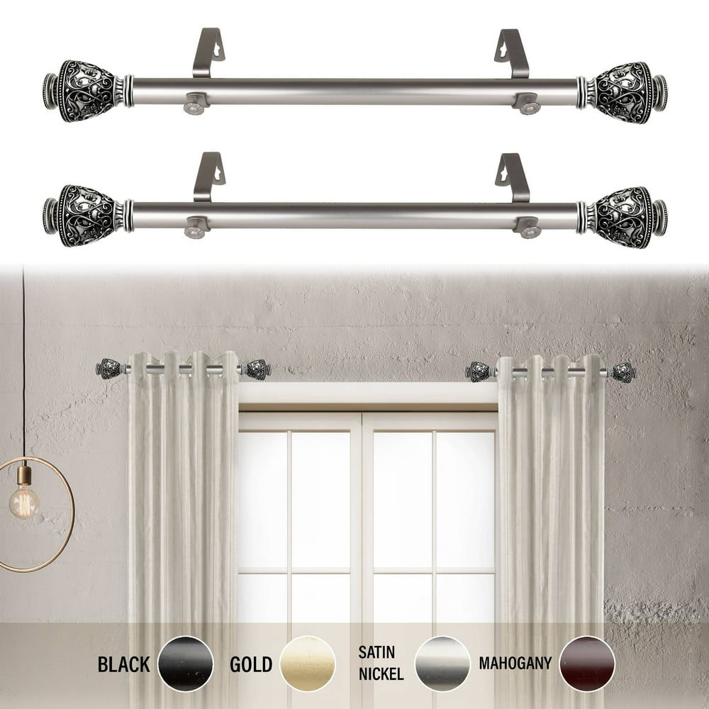 Rona 1" dia. Side Curtain Rod 1220 inch long (Set of 2) Satin Nickel