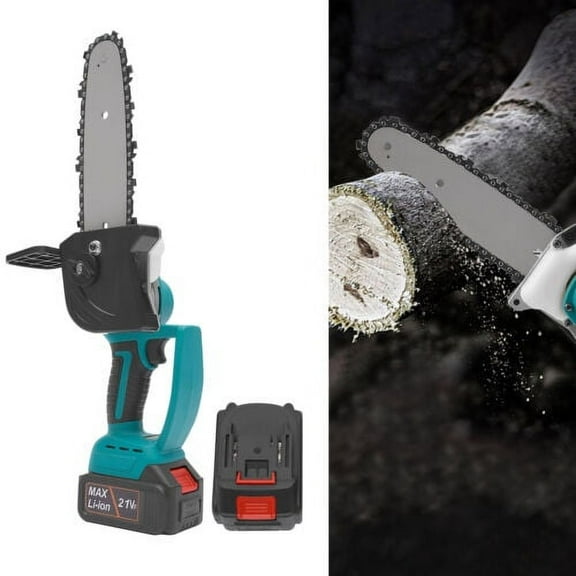 Electric Chainsaw Handheld Cordless Wood Cutter w/2 Battery 1 Chain Rechargeable