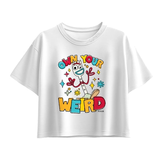 Disney - Own Your Weird Forky - Youth Girl Short Sleeve Boxy Tee