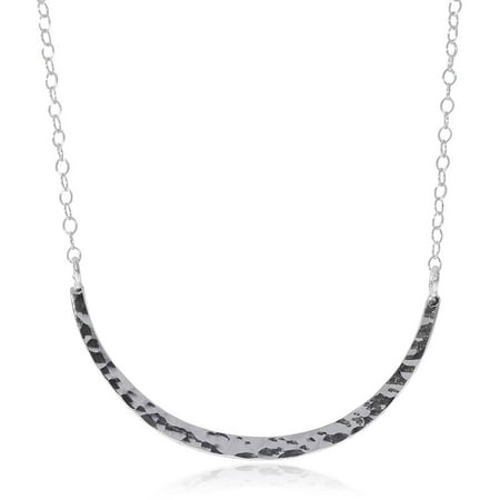 Brinley Co. Women's Sterling Silver Handmade Half-Circle Hammered Pendant Fashion Necklace