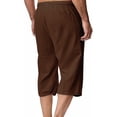 thumbnail image 4 of Pantalones de Lino Casual Suelto Cortado, Color Sólido Cordón Mezcla de Algodón para el Uso Diario, 4 of 8