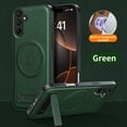 thumbnail image 2 of for Samsung Galaxy A16 5G/4G Case Magnetic Bracket, Built-in Invisible Kickstand [Compatible with Magsafe] Wireless Charging PU Leather Rugged Protection for Samsung Galaxy A16 Phone Cases, Green, 2 of 8