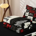 thumbnail image 5 of catabedysis Geometric Grid Camping Zipper Twin Comforter Sets with Fitted Sheet and 2 Pillowcases,Happy Camping Patchwork Print Zipper Bedding Set For Boys,Multicolor,Black Reversible,4-Piece, 5 of 7
