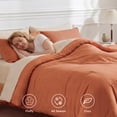 thumbnail image 2 of U by Bedsure Twin Comforter Set Burnt Orange, 5 Pieces Reversible Bed in a Bag, Boho Lightweight Dorm Bedding Set, Contrasting Design, 2 of 8