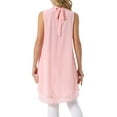 thumbnail image 3 of INSPIRE CHIC Women's Chiffon Tops Mock Neck Sleeveless Tie Back High Low Hem Summer Shirt Blouse L Pink, 3 of 6