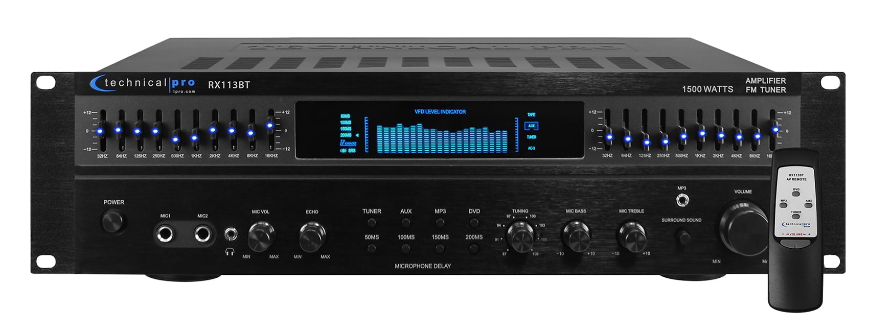RX113 1500w Home Theater Amplifier Receiver+4) 8" Black Ceiling Speakers
