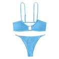 thumbnail image 2 of Neinkie Femmes Spaghetti Sangle Bandeau Lacet Taille Haute 2PCS Bikini Ensemble Simsuit, 2 of 7