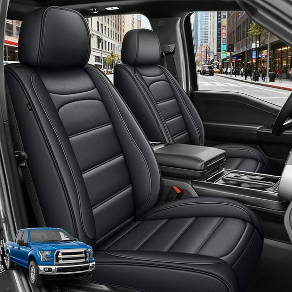 DIKSOAKR Seat Covers Full Set Custom Fit for Ford F150 2009-2025 and F250/F350/F450 2017-2025 Breathable Waterproof PU Leather 5-Seat Protector