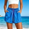 thumbnail image 2 of Qgtaibl Womens Plus Size Athletic Shorts Elastic Waist Drawstring Running Shorts with Pockets Summer Lightweight Loose Fit Workout Shorts for Gym Yoga Blue XL, 2 of 5