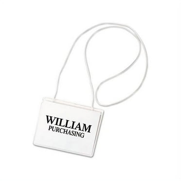 Name Badge Kits Top Load, 4 x 3, Clear, Elastic Cord, 50/Box
