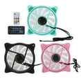 thumbnail image 2 of Ventiladores de refrigeración con controlador ARGB, 3 unidades, 11 aspas, silencioso, 1200 rpm, 12 V, verde, negro y rosa, 2 of 14