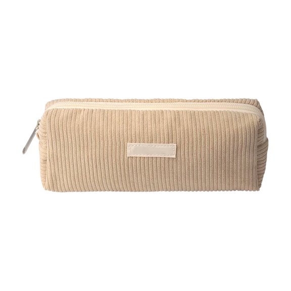 Pencil Case Corduroy Zipper Closure Large Capacity Stationery Storage for Collage Daily Use