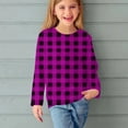 thumbnail image 2 of Odeerbi Kids Boys Girls Fall Winter Basic Layering T-Shirt Plaid Basic Tees Long Sleeve Lattice Print Shirts Cute Crewneck Tops Dressy Blouses Base Layer Kids Clothes Purple, 2 of 6