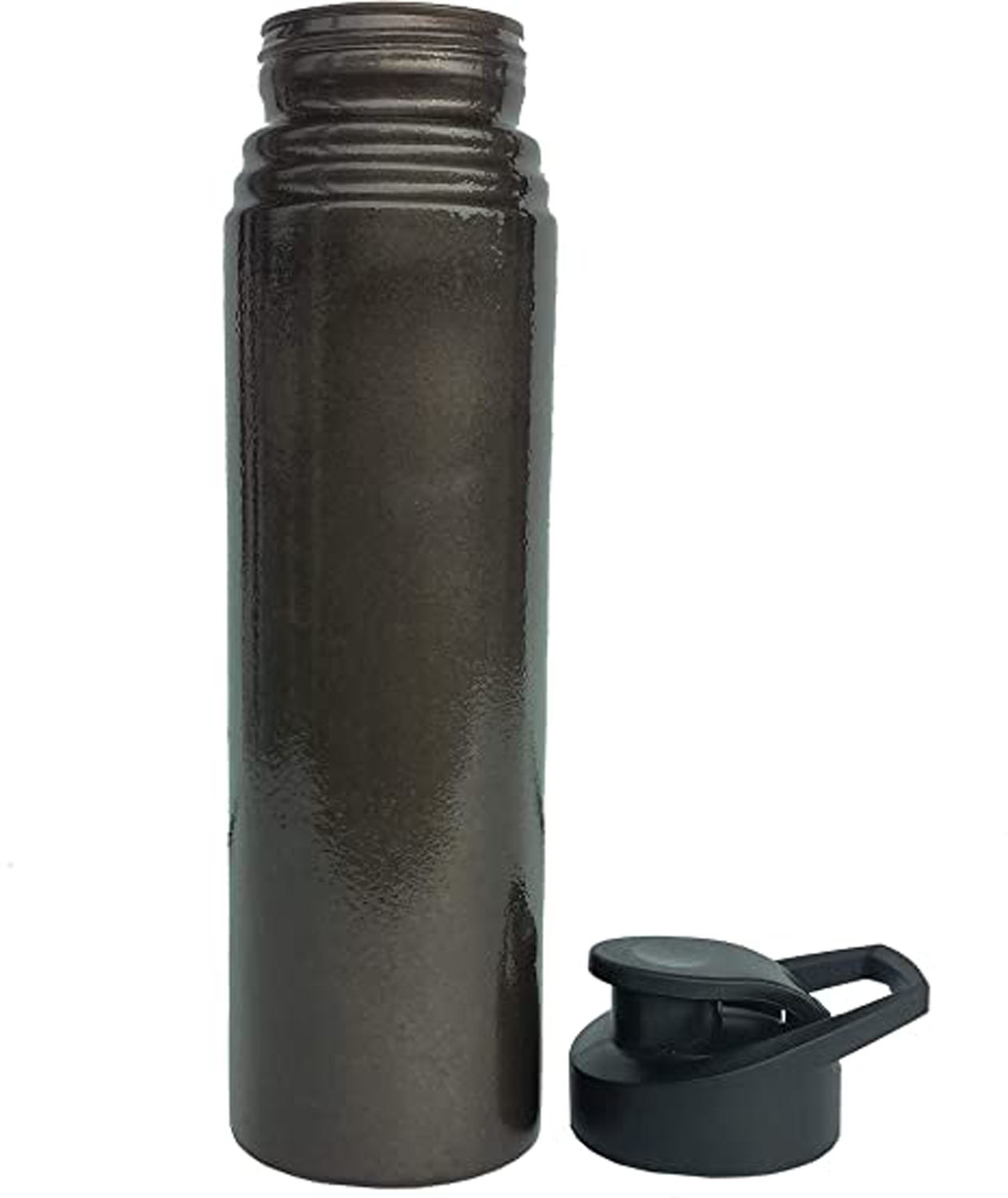 Rastogi Handicrafts Pure copper Black Plastic Lid water bottle 1000 ml capacity joint less plain bottle