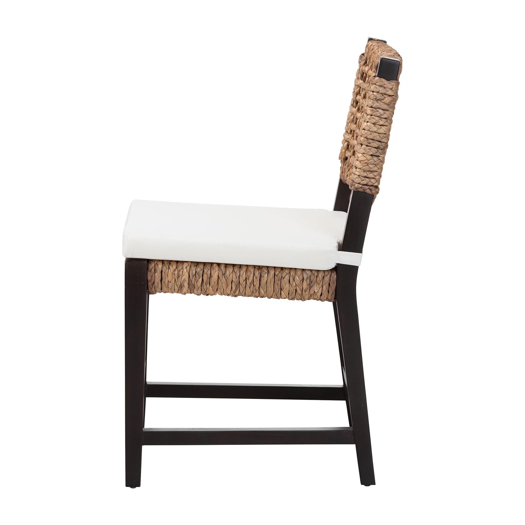 bali & pari Alise Mahogany wood and Seagrass BOHO Dining Chair, Natural Brown