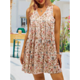 thumbnail image 3 of Women's Ditsy Floral Sleeveless V Neck Empire Waist Pleated Loose Flowy Summer Mini Sundress, 3 of 3