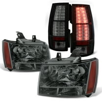 AKKON - For 07-14 Chevy Suburban Tahoe Smoked Lens OE Headlights   Blk Smoked LED Rear Tail Lamp Replacement