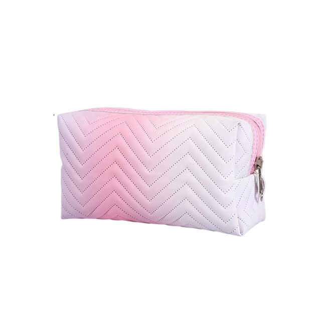 Bolsa de maquillaje con degradado, bolsas de cosméticos con cierre de cremallera, bolsa de viaje de gran capacidad, estuche de suministros de Almacenamiento y organización del hogar Rosa claro Cateissary HA078970-02