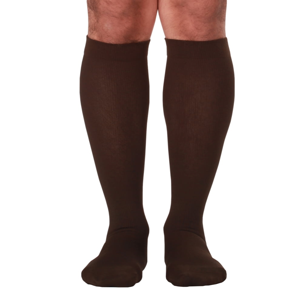 Brown XL Absolute Support Men's Closed Toe Compression Dress Socks 2030mmHg