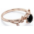 thumbnail image 4 of JeenMata 0.50 Carat - Round Cut Lab Created Black Diamond Ring - Leaf & Vine Engagement Ring - 18K Rose Gold Plating Over Silver, 4 of 7