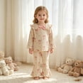 thumbnail image 2 of Mnyotv Cute Bow Printed Fall Outfits for Toddlers Girls Long Sleeve Thermal Top and Trousers Girl Clothes Size 3-4 Years, 2 of 5