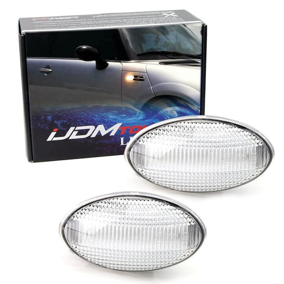 Clear Lens Amber Full LED Strip Front Fender Side Marker Lights For 2002-2006 MINI Cooper R50 R52 R53, Replace OEM Amber Indicator Sidemarker Lamps