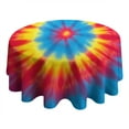 thumbnail image 4 of Colorful Rainbow Tie Dye Spiral Pattern Round Tablecloth 60"x60",Wrinkle Wipeable Table Cloth for Kitchen Dining Room Picnic Patio Party, 4 of 6
