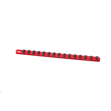 Ernst Mfg. 18” Socket Organizer with 18 Dura-Pro HD Clips - Red - 3/8"