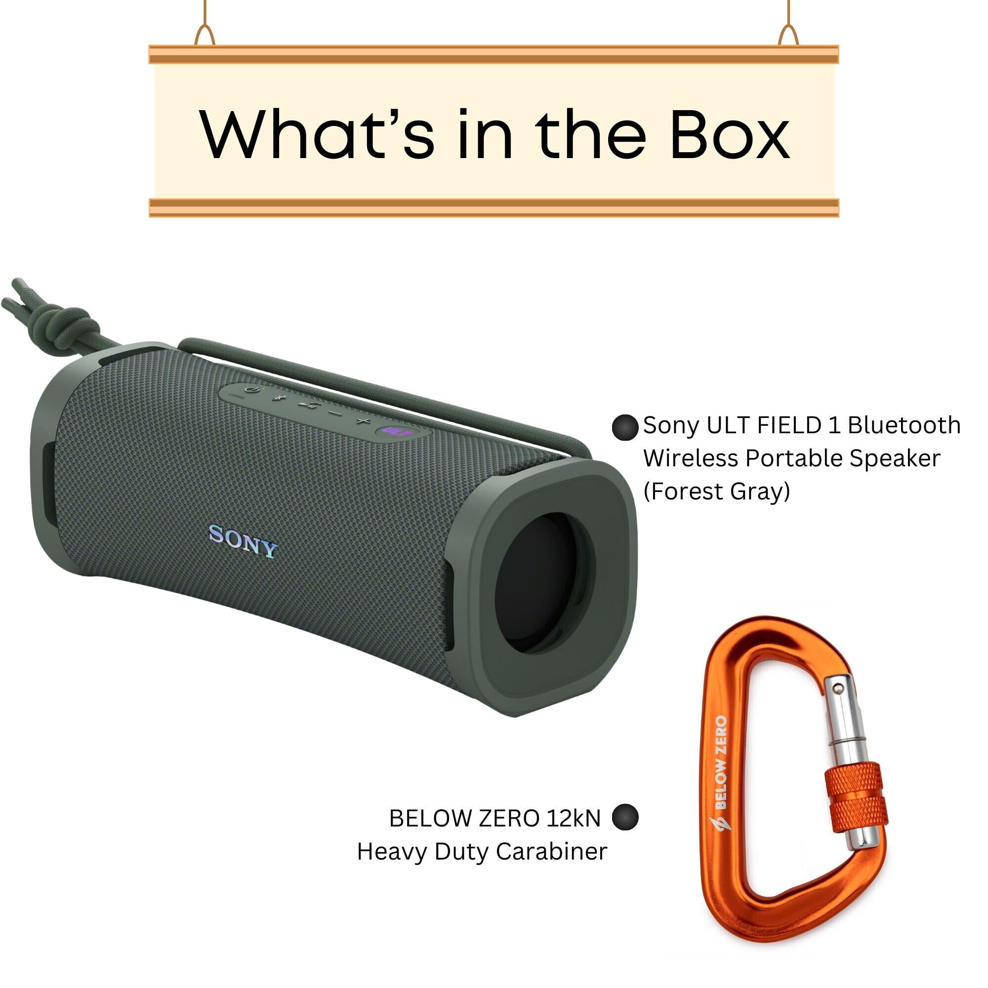 Sony ULT FIELD 1 Bluetooth Wireless Portable Speaker with Echo Canceling Technology (Forest Gray) Bundle with 12kN Heavy Duty Carabiner with Locking Clip (Orange) (2 Items)