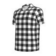 thumbnail image 2 of Balery Black White Plaid Printed Men’s Short Sleeve Polo Shirt, Midweight Men's Shirt,Golf Polo shirts -X-Large, 2 of 9