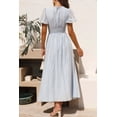 thumbnail image 2 of Women's V-Neck Puff Short Sleeve Midi Dress with Smocked Bodice and Zipper Detail 100% Polyester Everyday Wear, 2 of 18